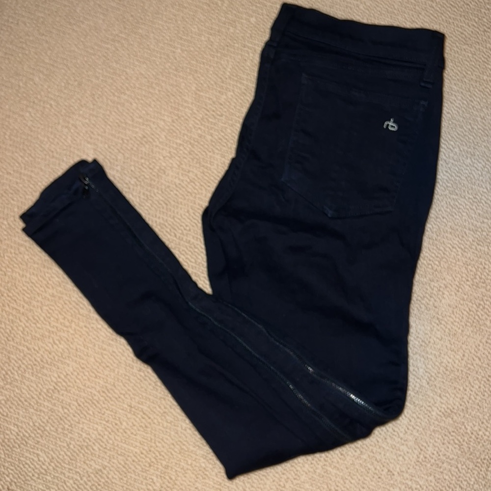 rag & bone black jeans with side zippers